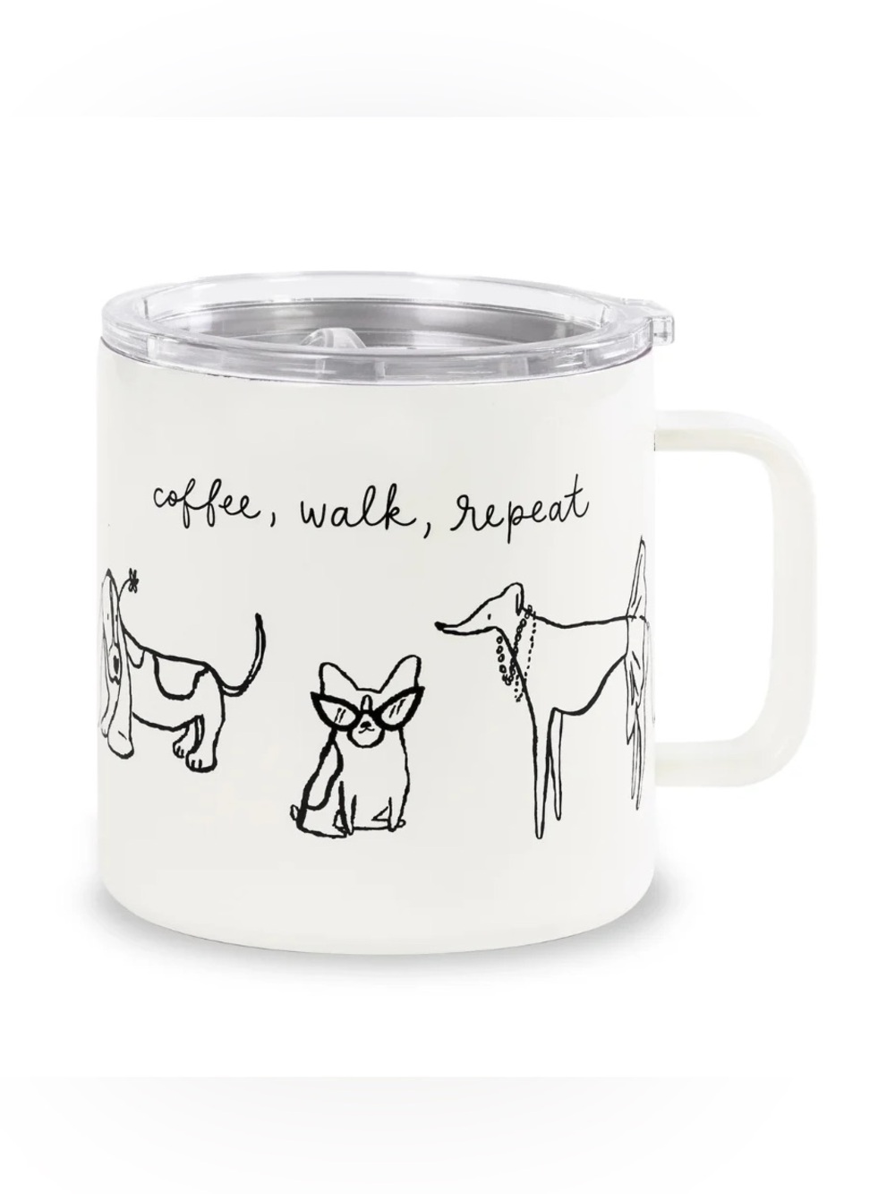 kate spade Dog Party Stainless Steel Coffee Mugs Set of 2 NIB